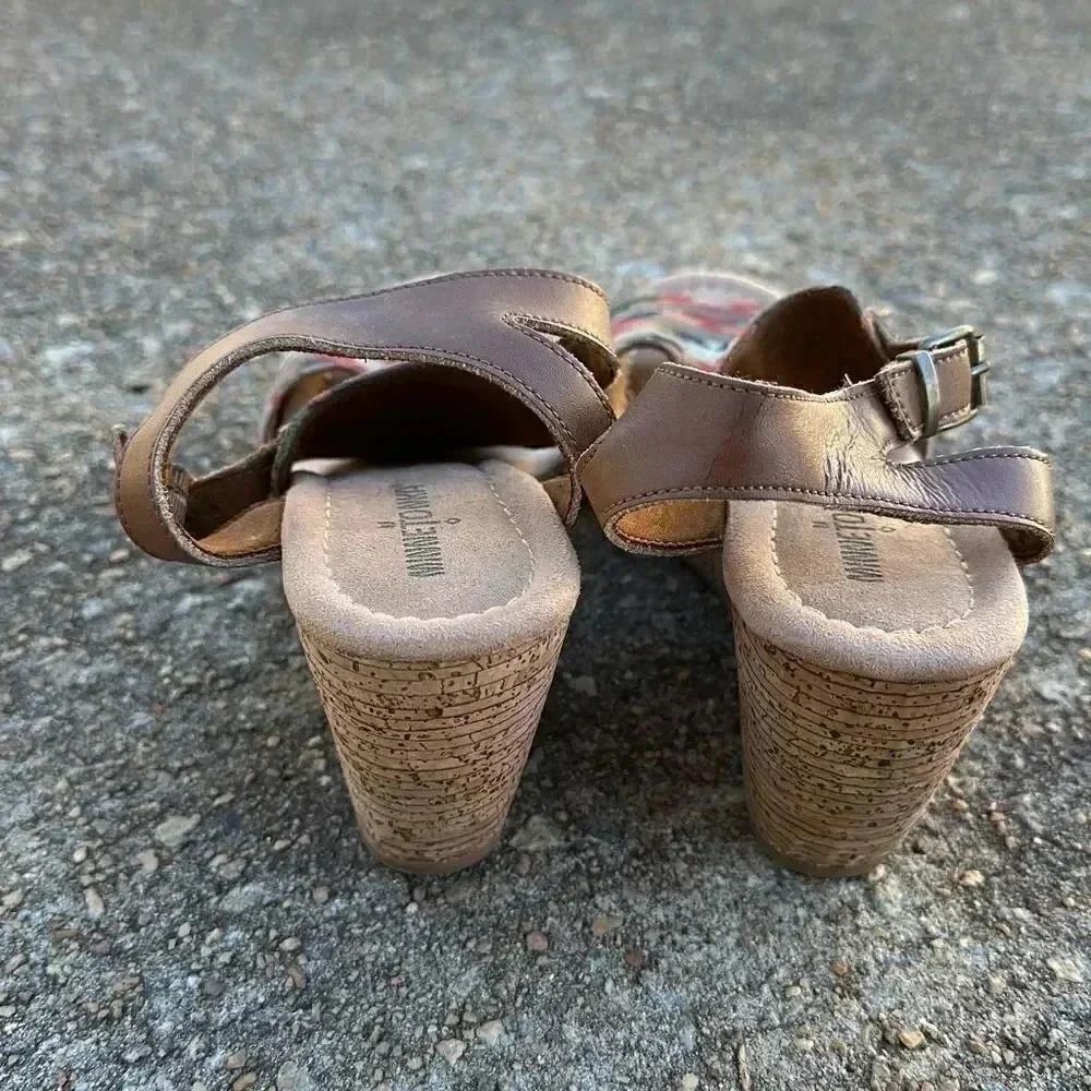 Minnetonka Duffy Tribal Aztec Wedge Leather Sandals Women’s Sz 8 - Picture 5 of 9